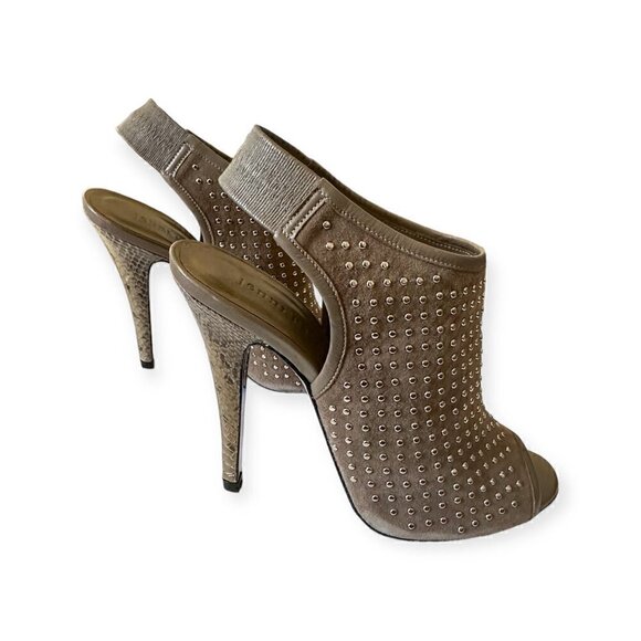 Jenni Kayne Gauntlet Studded Suede Slingback Sandals, Taupe, Size 38EU, New in B - Picture 7 of 15
